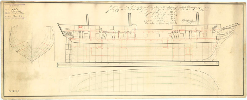 Plan of 'Princess Charlotte' (1814), a 42-gun Fifth Rate frigate