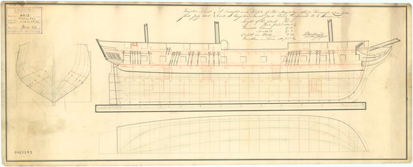 Plan of 'Princess Charlotte' (1814), a 42-gun Fifth Rate frigate