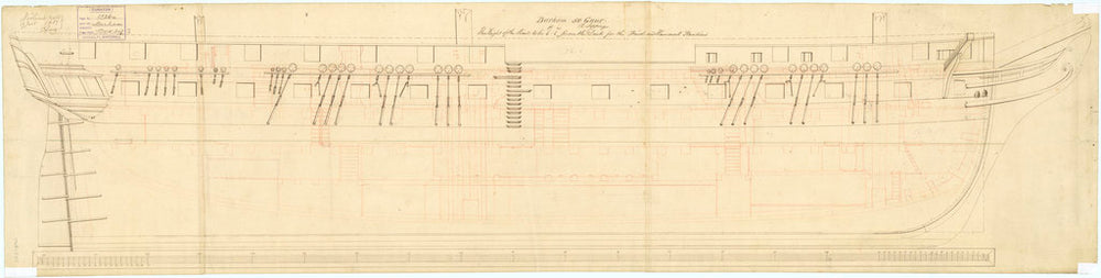 Inboard profile plan of 'Barham' (1811)