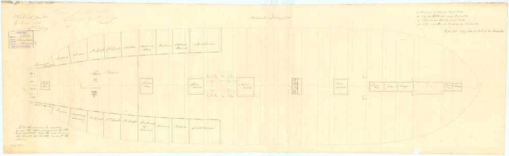Lower deck plan of 'Barham' (1811); 'Vindictive' (1813)