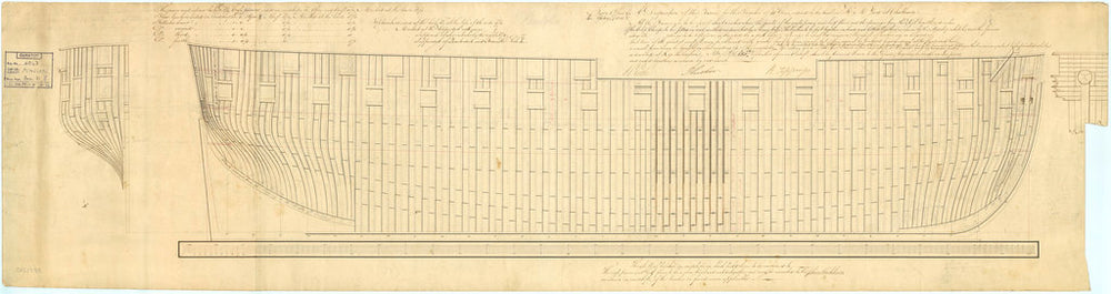Framing profile plan for the 'Penelope' (1829); 'Latona' (1821); 'Diana' (1822); 'Thames' (1823); 'Unicorn' (1824); 'Mermaid' (1826); 'Mercury' (1826)