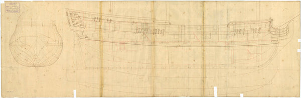 Body plan, sheer lines with inboard detail for 'Leopard' (1721)