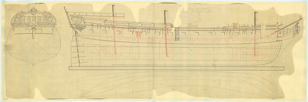 Lines and profile plan of Russian ship 'Venus' (fl. 1808)