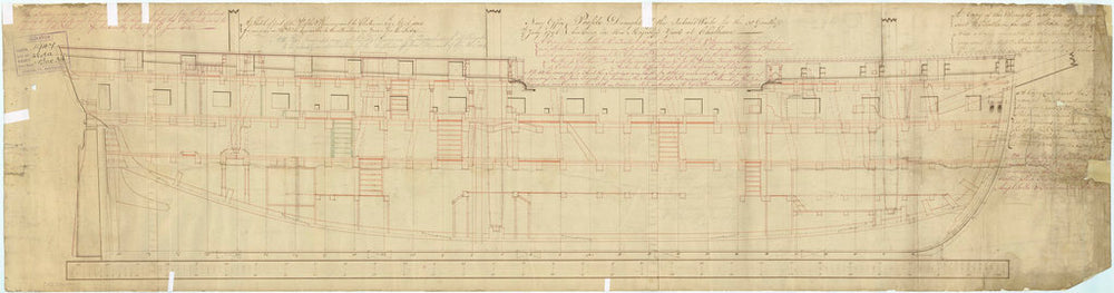 Plan showing the inboard profile for 'Leda' (1800)