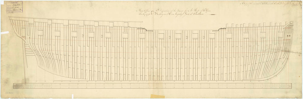 Plan showing the framing profile (disposition) for 'Leda' (1800)