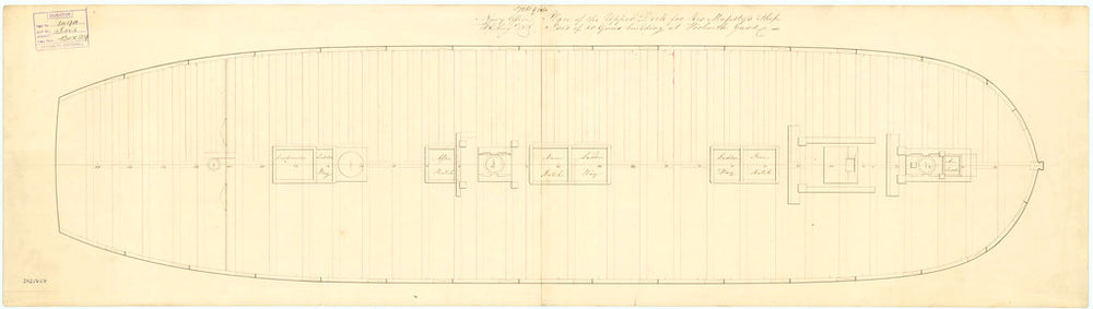 Plan of upper deck (main gun deck) for 'Isis' (1819)