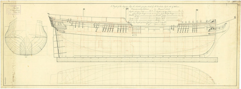 Plan of the body and sheer lines for Nautilus (1784)