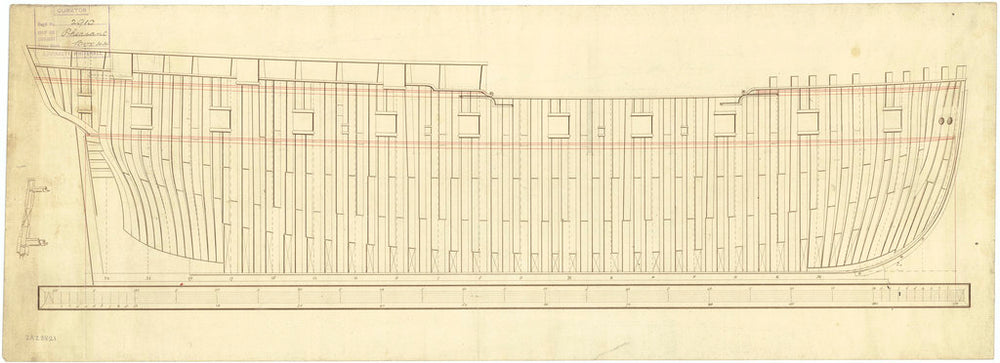 Plan showing the framing profile (disposition) for Merlin (1798) and Pheasant (1798)