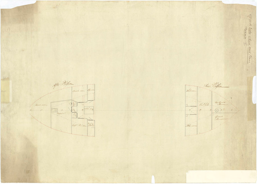 Reverse: Scale 1:48.  Plan showing the fore and aft platforms for Echo (1782)