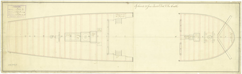 Plan showing the quarterdeck and forecastle for Sphinx (1775)