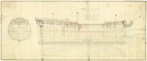 Lines and profile plan of the 'Sphinx' (1775)