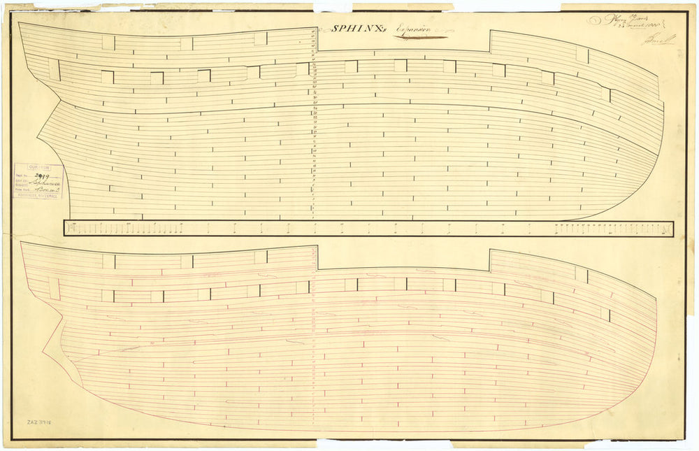 Plan showing the outboard expansion and the inboard expansion for Sphinx (1775)