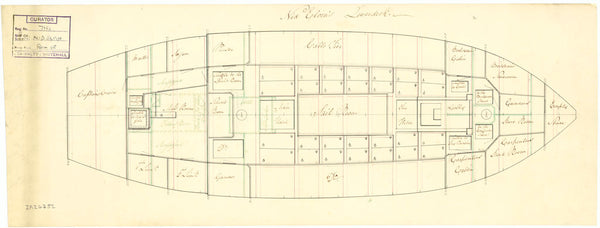 Lower deck plan for 'Nid Elvin' (fl. 1807)