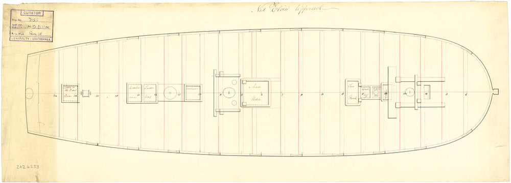 Upper deck plan of 'Nid Elvin' (fl. 1807)