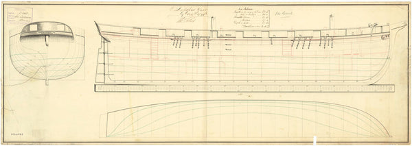 Lines & profile plan of the captured French ship 'Jalouse' (1797)