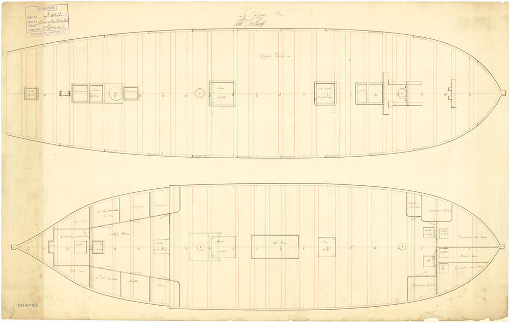 Deck plan for captured French ship 'Jalouse' (1797)