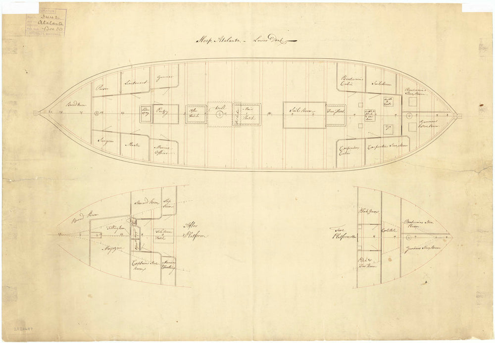 Lower deck plan of Atalanta (1775)