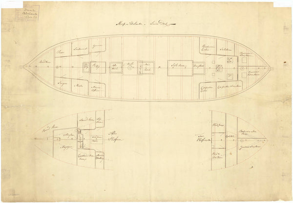 Lower deck plan of Atalanta (1775)