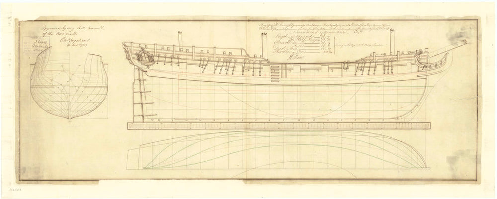 Lines plan for Atalanta (1775)