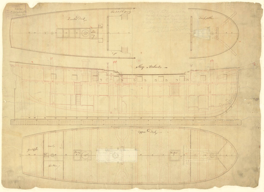 Inboard profile plan of HMS 'Atalanta' (1775) 'Cygnet' (1776)