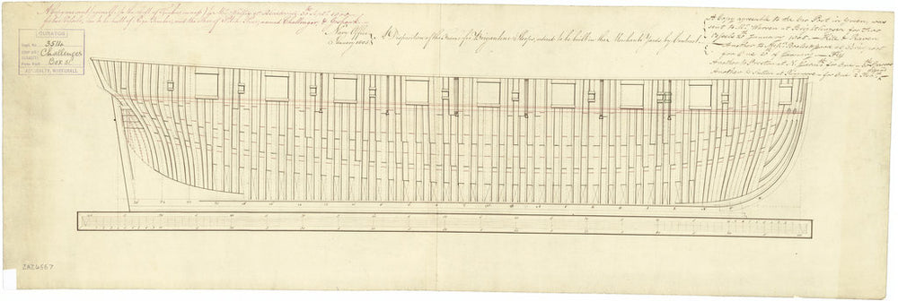 The framing profile plan (disposition) for Goshawk (1805) and Challenger (1806)