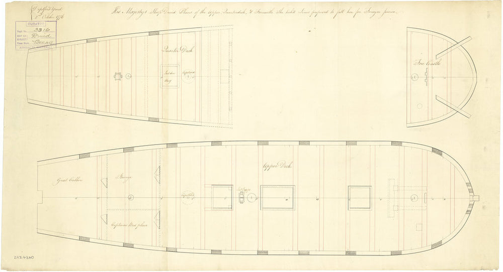 Upper deck plan for Druid (purchased 1776)