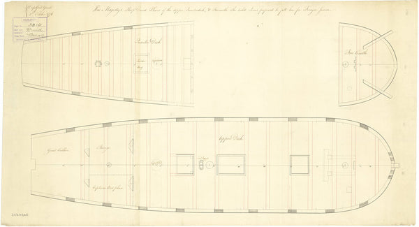 Upper deck plan for Druid (purchased 1776)