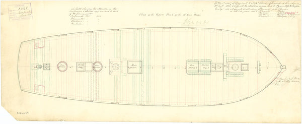 Plan showing the upper deck for Snake (1832) and Serpent (1832)