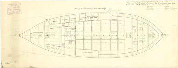 Plan showing the lower deck for Snake (1832) and Serpent (1832)