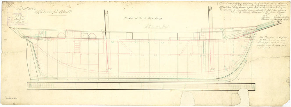 Plan showing the inboard profile for Snake (1832) and Serpent (1832)