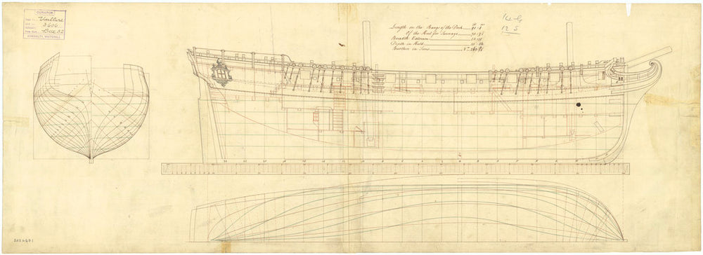 The 'Vulture' (1763) lines and profile plans