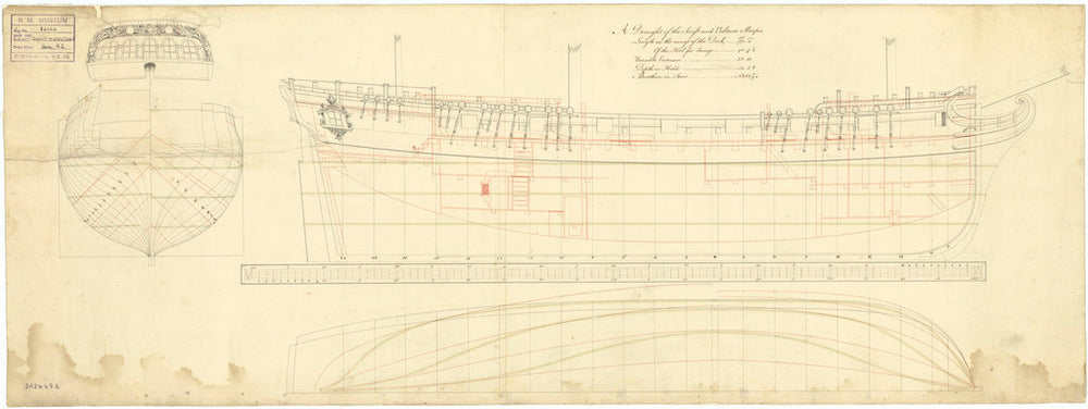 The 'Vulture' (1763) lines and profile plans