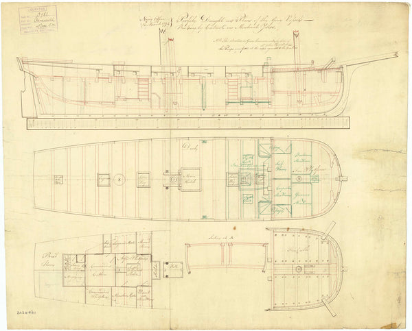 Inboard profile plan for 'Aimwell' (1794)