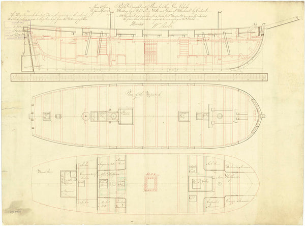 Inboard profile plan for HMS 'Ferriter' (1801)