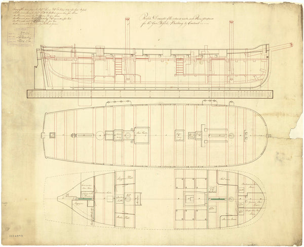 Inboard profile plan for 'Steady' (1797)