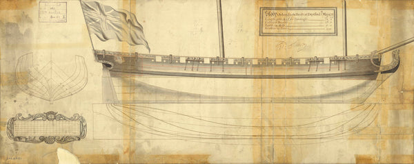 Lines plan for the sloop 'Cruizer' (1732)