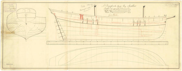 Lines & profile plan for HMS 'Swallow' (1781)