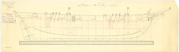 Inboard profile plan for HMS 'Nautilus' (1830)