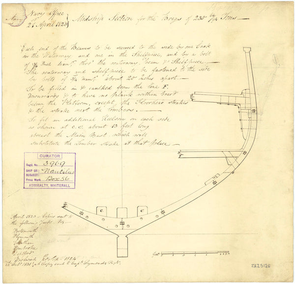 Section, midship plan for HMS 'Nautilus'