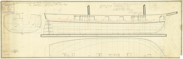 Lines plan of a 10 gun Brig