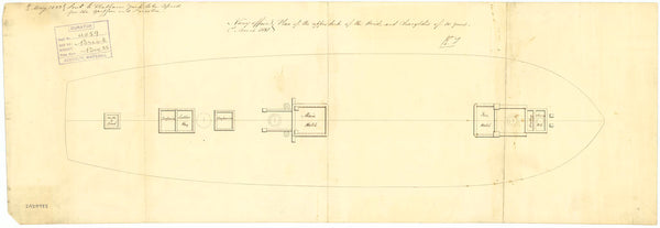 Upper deck plan for 'Brisk' and 'Charybdis' of 10 guns