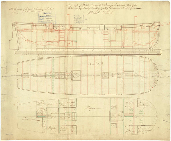 Inboard profile plan for 'Adder'