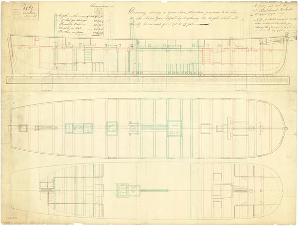 Inboard profile plan for 'Adder'