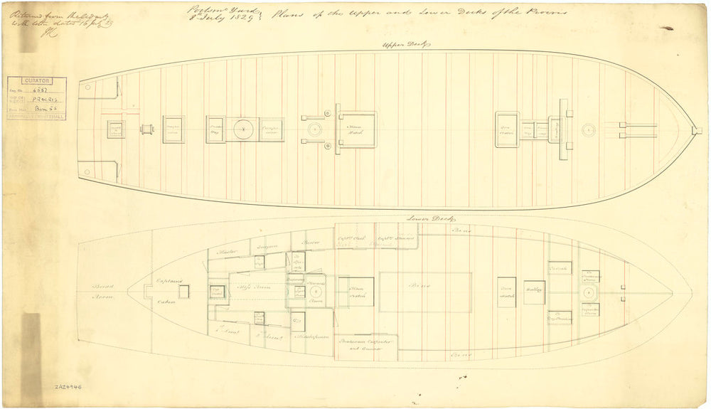 Upper deck plan of 'Procris' (1822)
