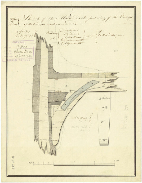 Deck fastening plan for HMS 'Banterer'