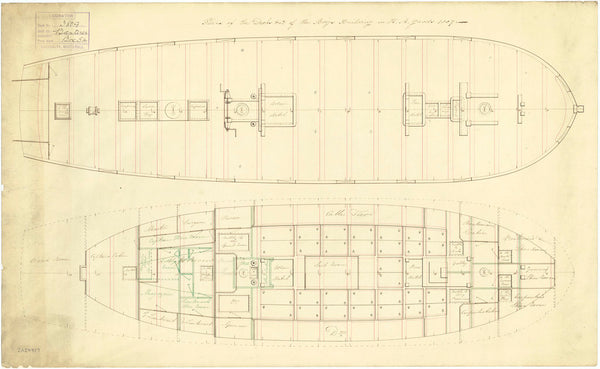 Deck plan for HMS 'Banterer'