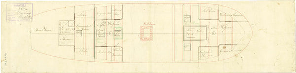 Lower deck plan for HMS 'Starling' (1801)