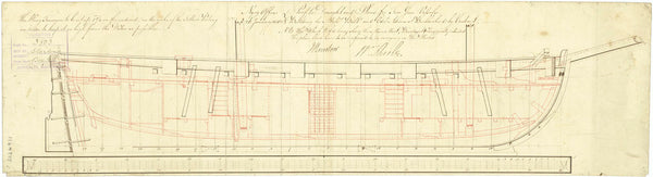 Inboard profile plan for HMS 'Starling' (1801)