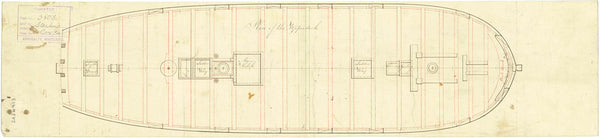 Upper deck plan for HMS 'Starling' (1801)