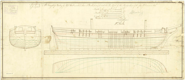 Lines plan for HMS 'Starling' (1801)